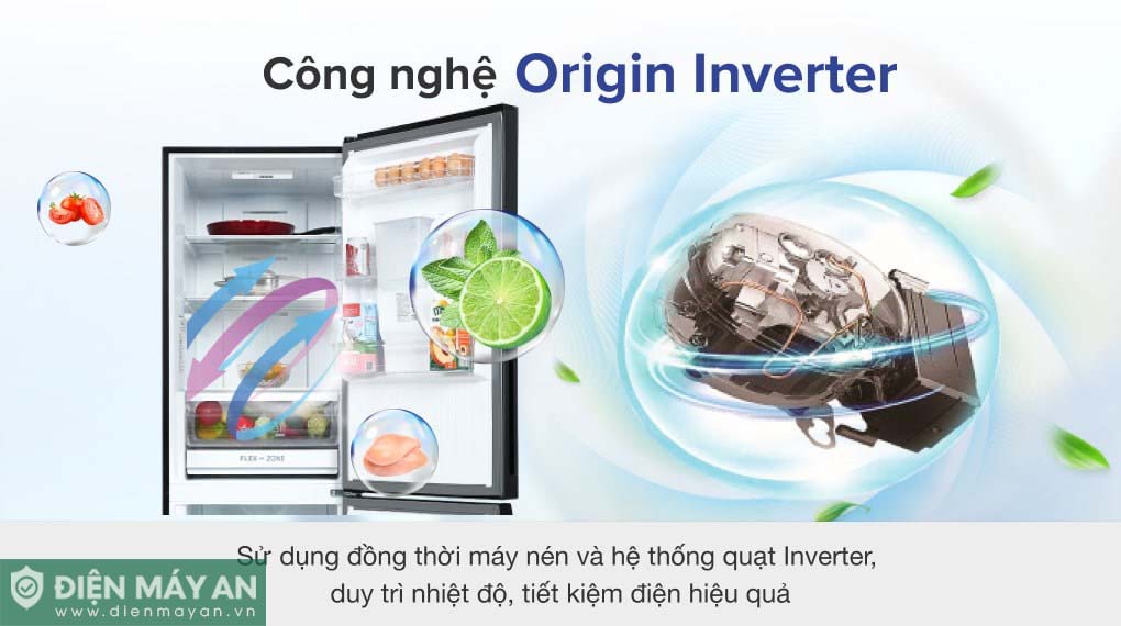 Tủ Lạnh Toshiba Inverter 322 Lít GR-RB405WE-PMV(06)-MG - công nghệ tiết kiệm điện